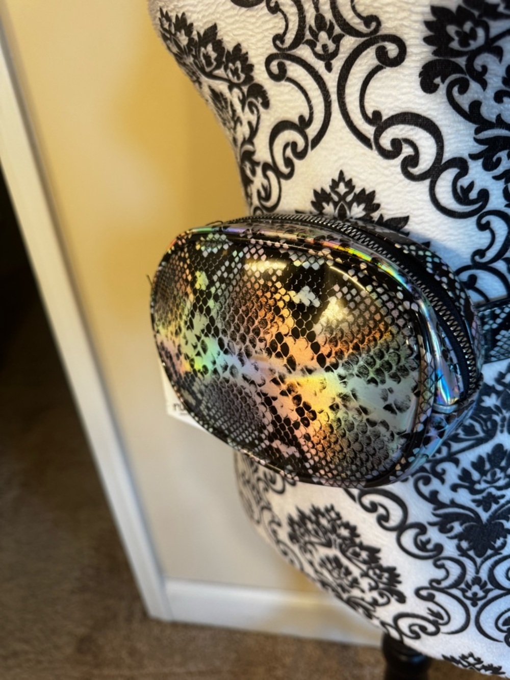 Holographic Snake-Print Belt Bag